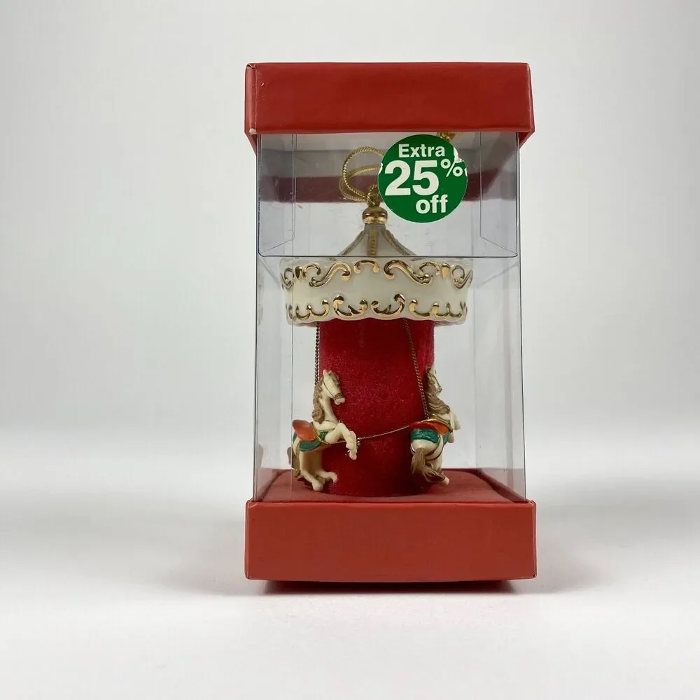NEW Lenox Carousel Boxed Christmas Ornament Porcelain Horses 2000 NOS SEALED